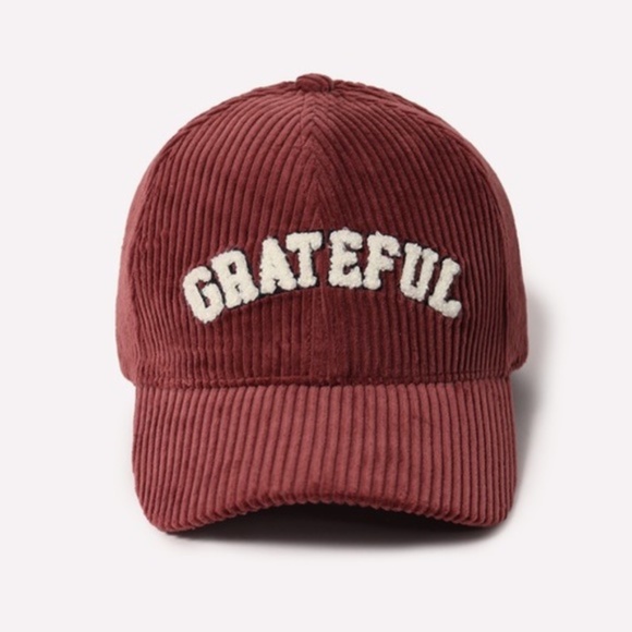 Accessories - Burgundy Grateful Chenille Patch Corduroy Baseball Cap Fall Women's Hat